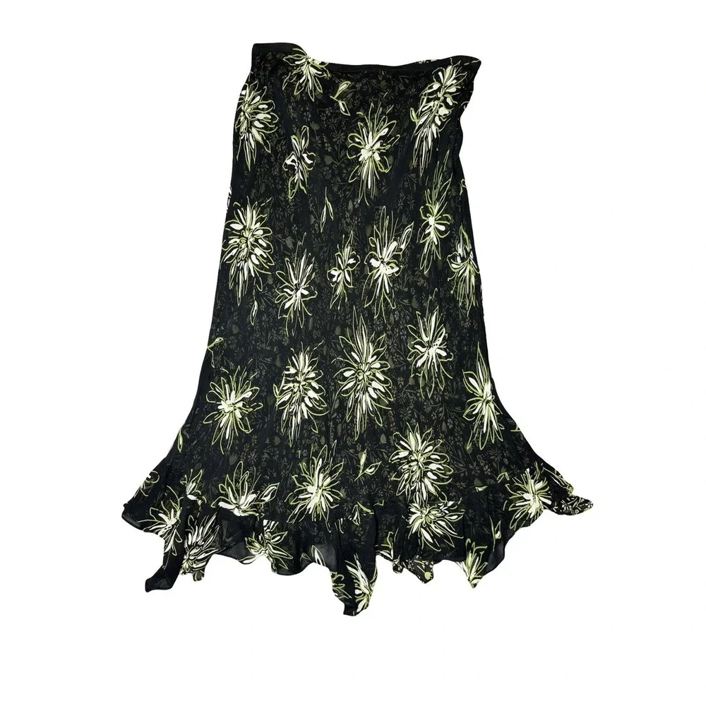 Y2K Reversible Floral‎ Midi Skirt Boho Fairycore Whimsigoth Handkerchief Hem 6
